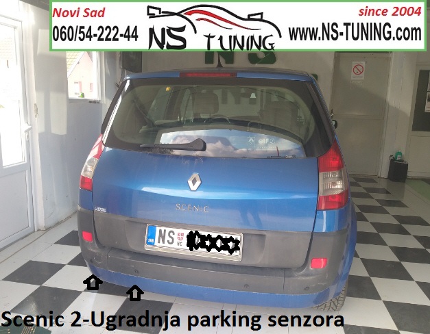 renault scenic 2 2005 2006 2007 2008 2009 2010 godiste ugradnja parking senzora novi sad tuning
